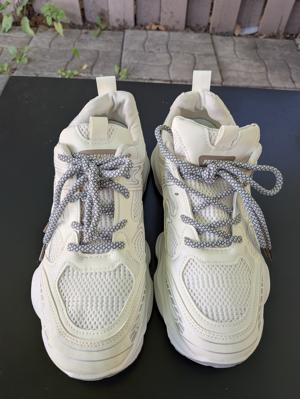 Precious Formals Cream and Gray Chunky Men's Mesh Sneakers